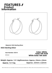 Detail showing S925 sterling silver earrings dimensions and dual color specifications
