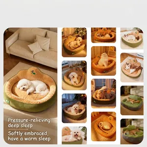 Plush warm pet bed with bolstered sides for dogs and cats in various velvet colors