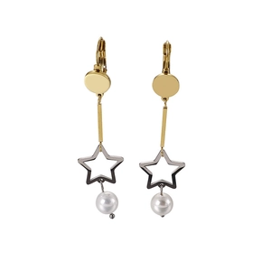 Boucles D'oreilles Pendantes Étoile En Acier Inoxydable Avec Künstliche Perle Coquille Pendentif Pentagramme Bijoux Mode Pour Femmes
