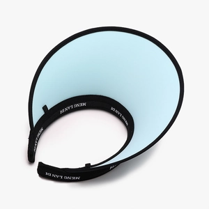 Women's UV protection empty top sun hat with wide brim in light blue and black