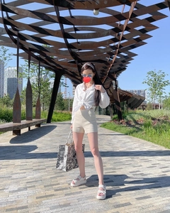 Chic tiger embroidery tote bag paired with a stylish urban summer fashion outfit