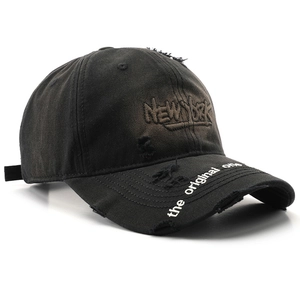 Casquette de baseball rétro noire délavée brodée New York pour protection solaire outdoor
