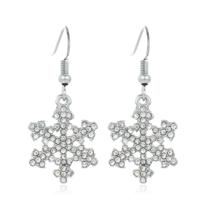Sparkling silver snowflake earrings with clear crystals for elegant Christmas jewelry