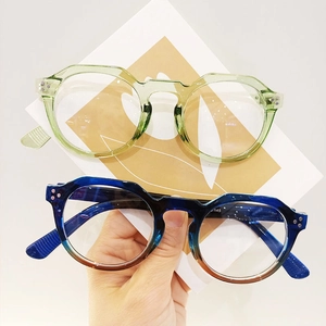 Vintage Runde Polygon Blaulichtfilter Brille PC Rahmen Irregulär Niete Dekorative Ohne Sehstärke Brille Neutraler Stil