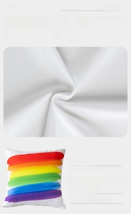 Detailed view of rainbow striped peach skin pillowcase with 45x45cm size specifications