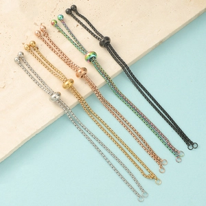 Adjustable Bolo Chain Bracelet Stainless Steel Box Chain Slider Connector DIY Jewelry Component Finding For Bracelet Making