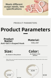 Detailed size specifications for windproof S-shaped hooks in two different dimensions