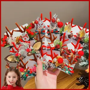 Christmas Hair Clips Antlers Deer Horn Hairpins Festive Holiday Headwear For Girls Kids Women Accessories Party Decoration