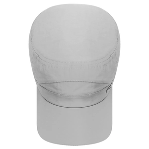 Breathable light grey flat top military cap with adjustable back and water resistant fabric