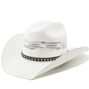 Western Straw Cowboy Hat Woven Wide Brim Breathable Sun Protection Metal Eyelets Summer Beach Vacation Outdoor Jazz Style