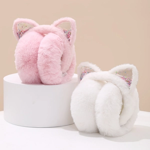 Faltbare Katzenohr-Ohrenschützer mit Pailletten und Plüsch für Damen und Kinder im Winter