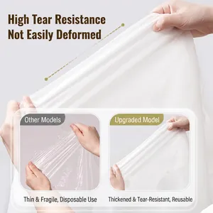Thickened white semi-transparent EVA long raincoat showing high durability and tear resistance