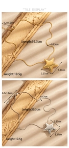 Detailed size chart for gold and silver star pendant necklaces in stainless steel