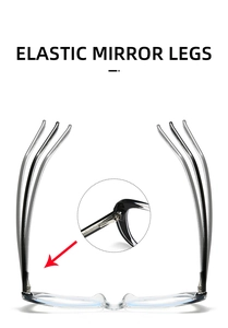 Detail of elastic mirror legs showing flexibility and durable hinge design on eyewear