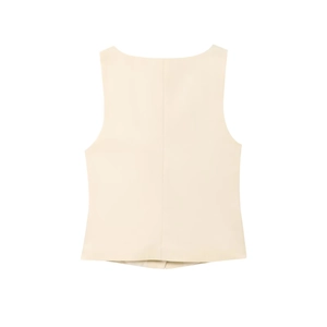 Rear view of cream white sleeveless vest showing clean silhouette on white background