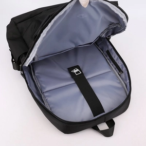 Black large capacity backpack with shockproof laptop compartment and internal pocket