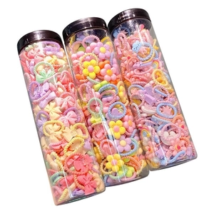 Three-pack set of colorful elastic hair bands with assorted animal and flower shapes for girls