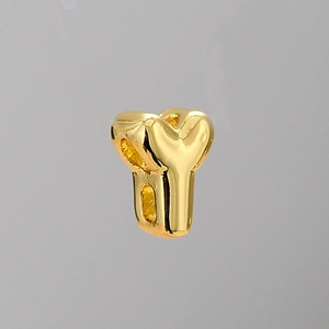 Polished gold balloon letter Y pendant for DIY necklaces with reflective mirror finish