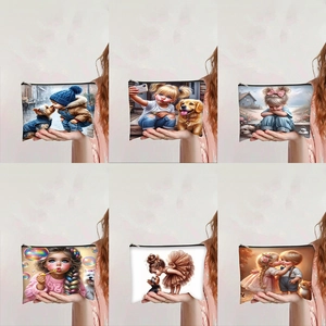 Canvas Make-Up Tas Rits Toilettas Draagbare Reis Organizer Bedrukt Voor Vrouwen Dagelijkse Opslag