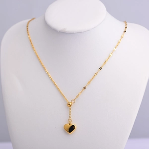 Minimalist Stainless Steel Heart Pendant Necklace For Women Gold Plated Adjustable Chain Fashion Jewelry Accessory Gift