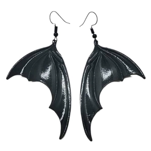 Boucles d'oreilles chauve-souris gothiques noires brillantes pour Halloween
