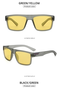 Front and 45-degree side view of matte gray-green polarized sports sunglasses