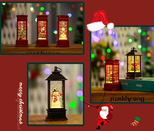 Lanternes de Noël lumineuses à eau avec Père Noël dans une cabine téléphonique