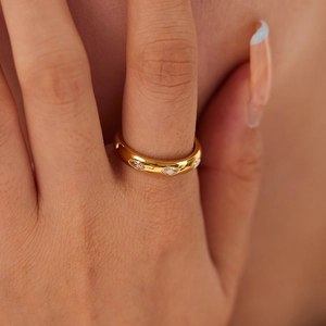 Stainless Steel Ring 18K Gold Plated Marquise White Zircon Inlaid Geometric Minimalist Ins Style Jewelry For Women