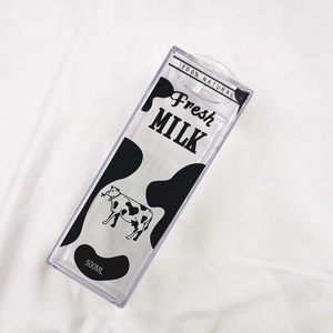 Minimalist square milk box water bottle with cow spots pattern and 500ml capacity