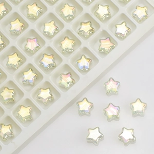 Macro shot of 8mm iridescent star-shaped glass beads for DIY jewelry making