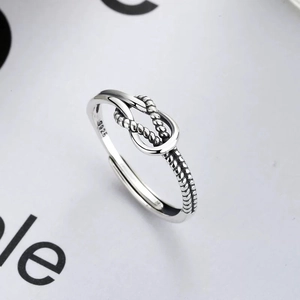 925 Sterling Silver Twist Knot Open Ring For Women Vintage Thai Silver Style Adjustable Punk Hip Hop Simple Fashion Jewelry