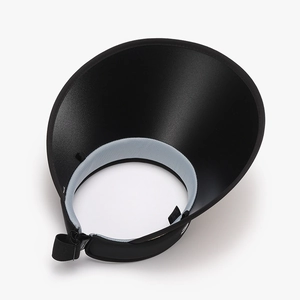 Women's black UV protection sun visor with wide brim and soft gray sweatband