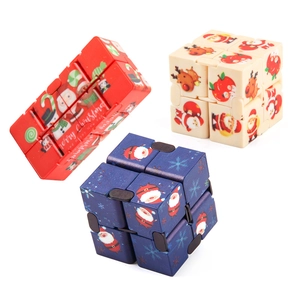 Christmas infinity cube set with festive patterns for stress relief and holiday fun