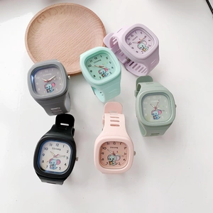 Luminous square silicone sports watches for kids in six assorted pastel colors