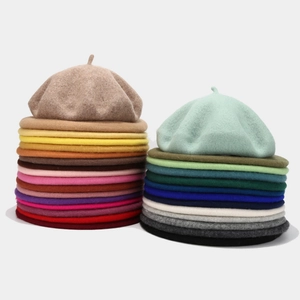 Japanese Retro Wool Beret Painter Hat Winter Warm Thick Elegant Solid Color For Women Literary Fashion Accessories