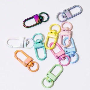 Colorful macaron spring rings and alloy keychains in various gradient metal finishes