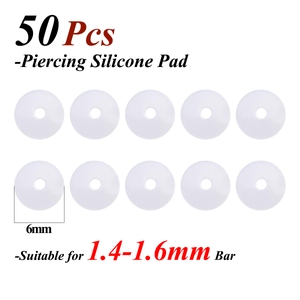 Detailed view of 50pcs 6mm silicone piercing healing pads for nose stud irritation