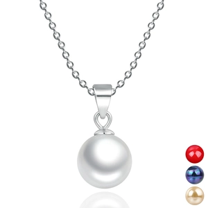 Simple Elegant Shell Artificial Pearl Pendant S925 Sterling Silver Round Bead Charm Jewelry For Women