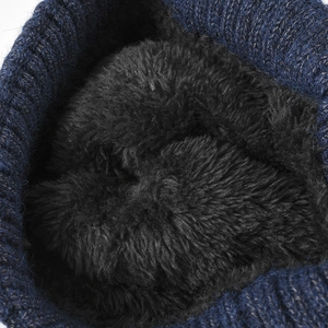 Thick knit beanie for men and women featuring warm fleece lining and contrast stitching