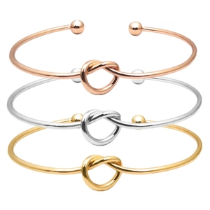 Knot Cuff Bracelet Minimalist Metal Open Bangle With Ball Ends Geometric Jewelry For Women Wedding Boho Style