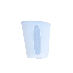 250ml translucent blue silicone measuring cup with clear scale marks for DIY resin art