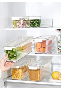 Stackable transparent food storage containers for fridge organization with airtight lids
