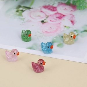 Miniature colorful luminous resin ducks with glitter for DIY micro landscape decor
