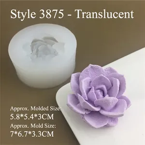 Detailed view of translucent silicone cactus flower mold and the finished purple 3D resin craft