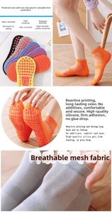 Detail of non-slip silicone grips and breathable mesh on athletic yoga socks
