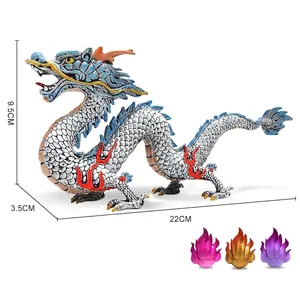 Chinese dragon animal model with fire ball accessory and dimensional scale markings
