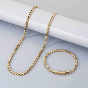 Conjunto de joyas minimalista de collar y pulsera de cadena de hueso de dragón de 4 mm