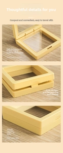 Detail showing flexible PE film and push-button snap closure on yellow jewelry box