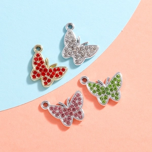 Ciondoli Farfalla Lega Strass Cristallo Creazione Gioielli Fai Da Te Collana Bracciale Cavigliera Accessori Lucidi Colorati