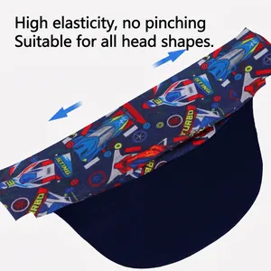 Kids quick-dry sun visor with racing print featuring high-elastic stretchable fabric
